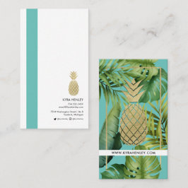 Moderne einfache tropische Blätter Ananas Türkis  Visitenkarte