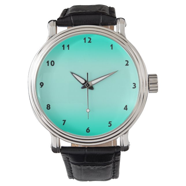 Moderne, einfache, türkisfarbene Farbe Armbanduhr (Vorderseite)