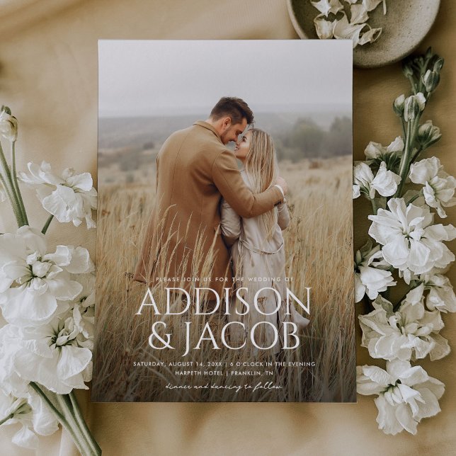 Moderne Einfache Typenbezeichnung Foto Hochzeit Einladung (Von Creator hochgeladen)