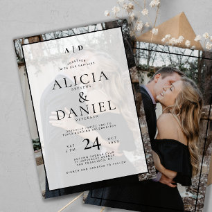 Moderne einfache Typografie 2 Foto-Hochzeit Einladung
