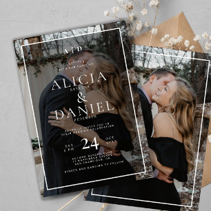 Moderne einfache Typografie 2 Foto-Hochzeit Einladung