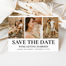Moderne einfache Typografie 3 Foto Collage Wedding Save The Date