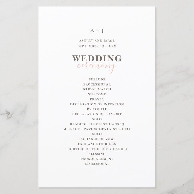 Moderne, einfache Typografie. Elegantes Hochzeitsp (Vorderseite)