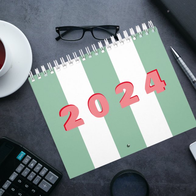 Moderne einfache Typografie gestreift Kalender (Von Creator hochgeladen)