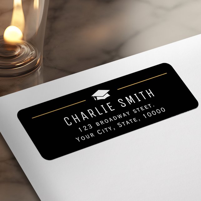 Moderne einfache Typografie Graduate Rücksendeadre (Modern Simple Typography Graduate Return Address Label)