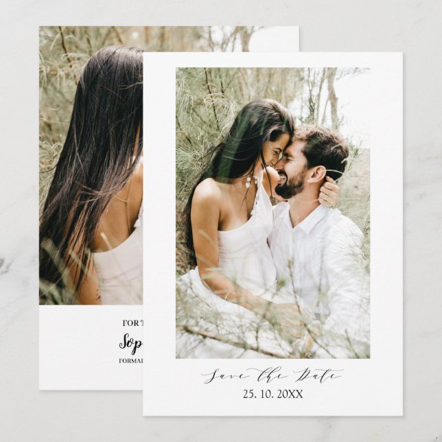 Moderne, einfache Typografie-Hochzeit Save The Date (Vorne/Hinten)
