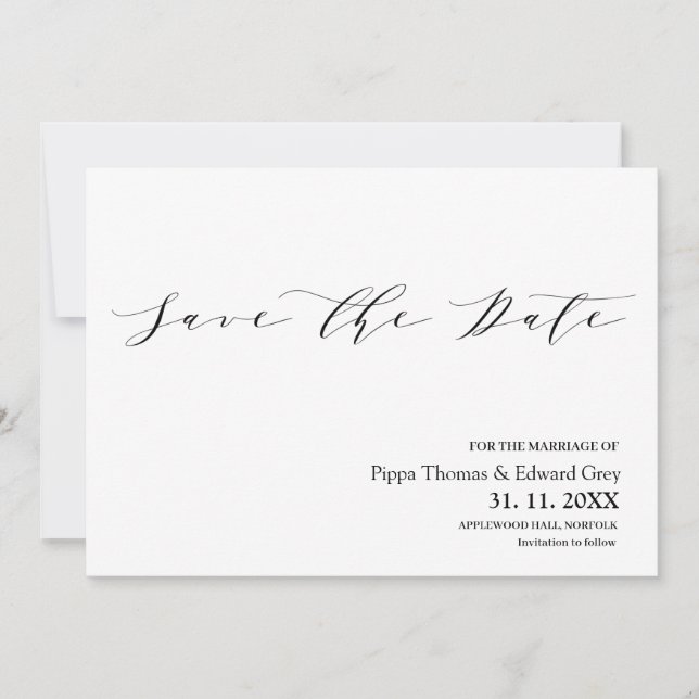Moderne, einfache Typografie-Hochzeit Save The Date (Vorderseite)