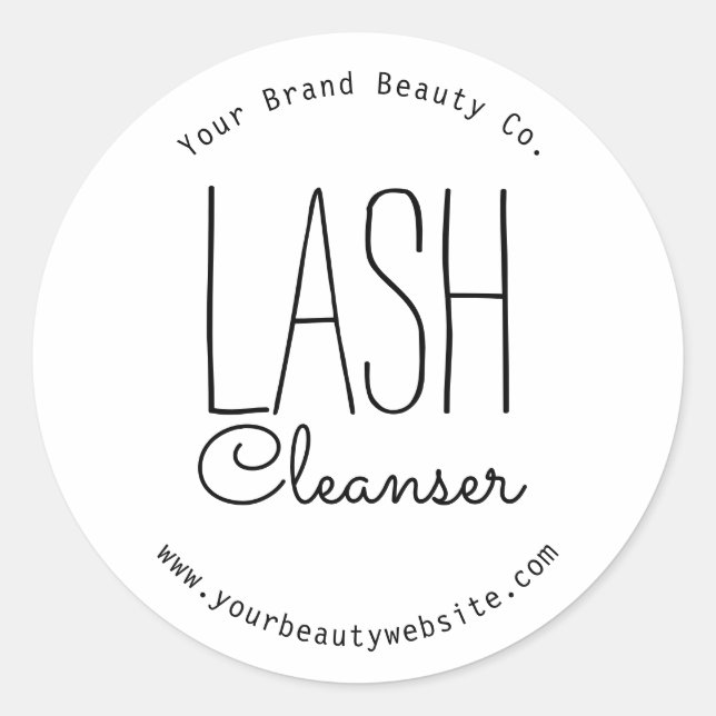Moderne einfache Typografie Lash Cleanser Runder Aufkleber (Vorderseite)