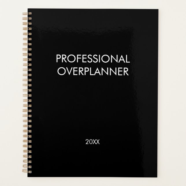 Moderne einfache Typografie Professional Schwarz Planer (Vorderseite)