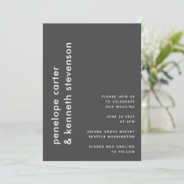 Moderne einfache Typografie | Schwarz-Weiß-Hochzei Einladung