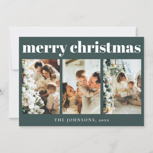 Moderne einfache Typografie Weihnachten Dunkelgrün (Vorderseite)