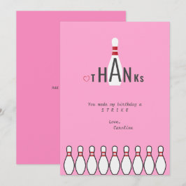 Moderne, einfache und allzeitalte Rosa Bowling Geb Dankeskarte