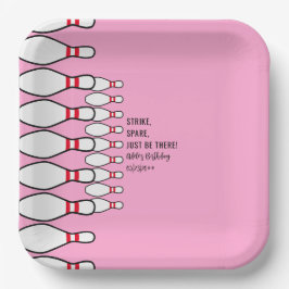 Moderne, einfache und allzeitalte Rosa Bowling Geb Pappteller