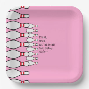 Moderne, einfache und allzeitalte Rosa Bowling Geb Pappteller