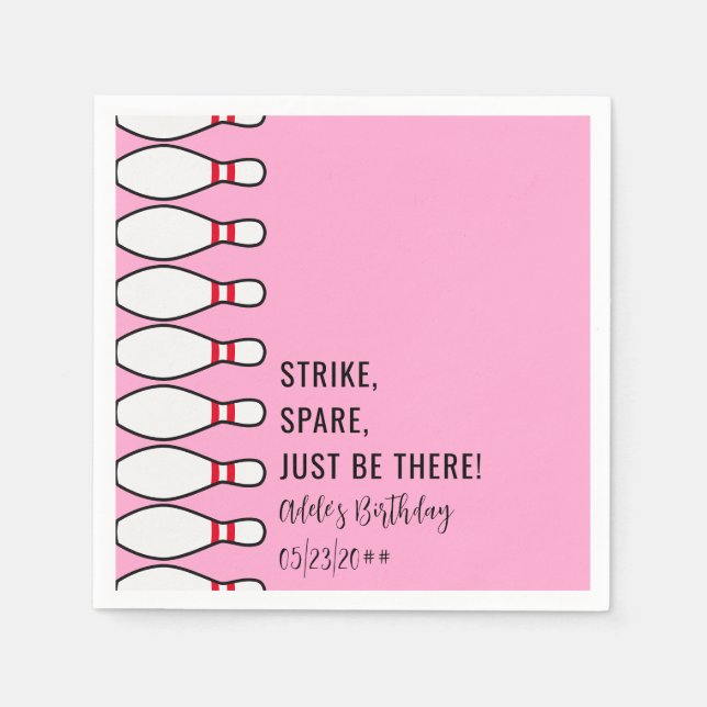 Moderne, einfache und allzeitalte Rosa Bowling Geb Serviette (Vorderseite)