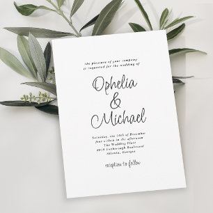 Moderne einfache und schlichte Hochzeit im Casual- Einladung