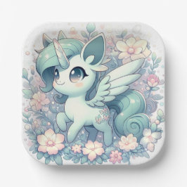 Moderne, einfache Unicorn-Babydusche Pappteller