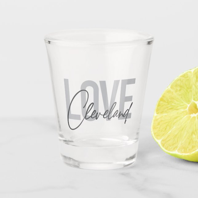 Moderne, einfache, urbane, coole Design Liebe Clev Schnapsglas (Vorderseite)