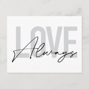 Moderne, einfache urbane Typografie "Liebe immer" Postkarte