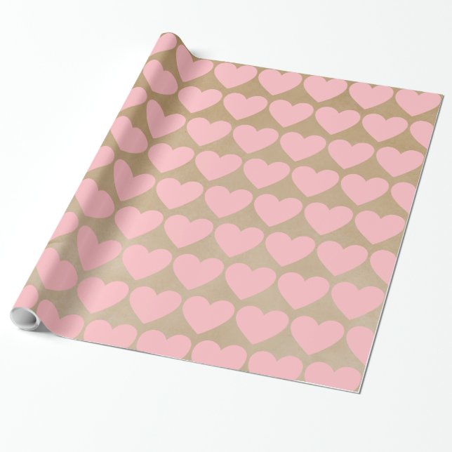 Moderne, einfache Valentine Pink Hearts Kraft Geschenkpapier (Ungerollt)