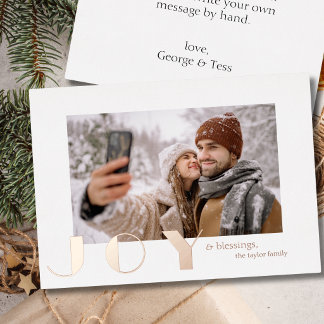 moderne einfache vintage Joy Weihnachtsfoto Folien Feiertagskarte