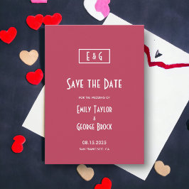 Moderne einfache Viva Magenta Monogram Chic Weddin Save The Date