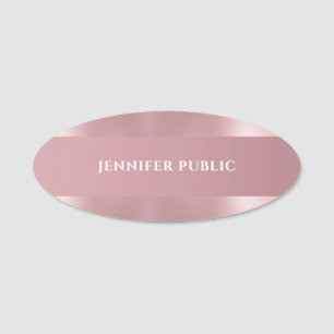 Moderne einfache Vorlage Elegante Rose Gold Oval Namensschild