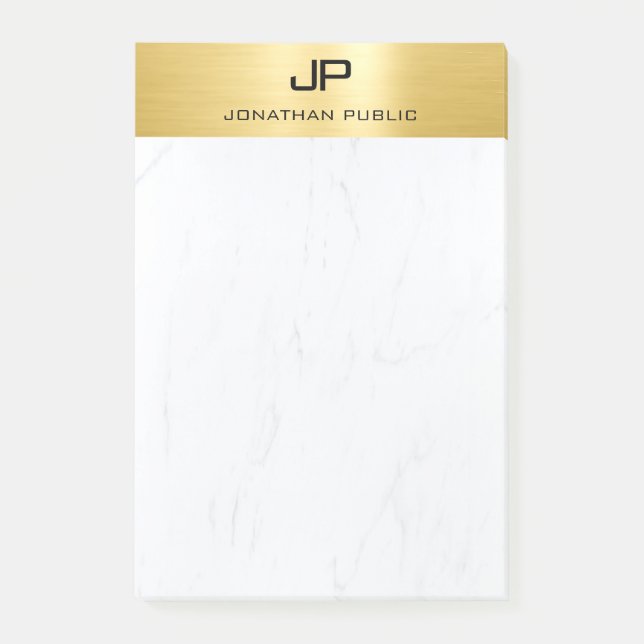 Moderne einfache Vorlage Elegantes Gold und Marmor Post-it Klebezettel (Vorderseite)