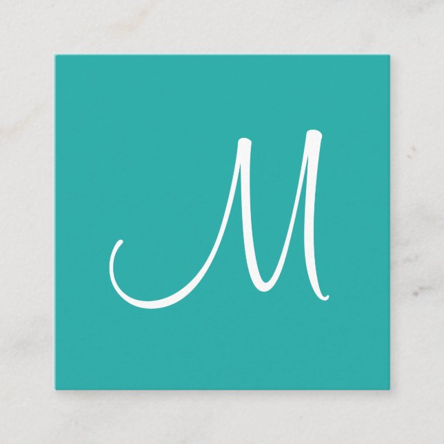 Moderne einfache Vorlage Trendy Aquamarin Elegant Quadratische Visitenkarte (Vorderseite)