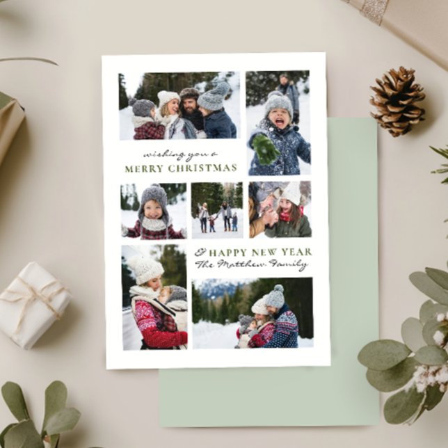 Moderne einfache Weihnachtsfamilie Sieben FotoColl Feiertagskarte (Von Creator hochgeladen)