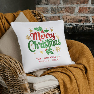 Moderne, einfache Weihnachtstypografie-Familie Kissen