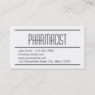 Moderne einfache weiße Apotheker-Visitenkarte Visitenkarte