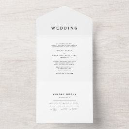 Moderne, einfache Weiße Hochzeit All In One Einladung