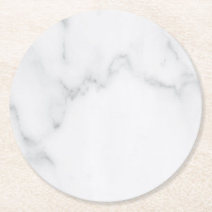Moderne einfache weiße Marmor-Rustic-Papier-Unters Runder Pappuntersetzer