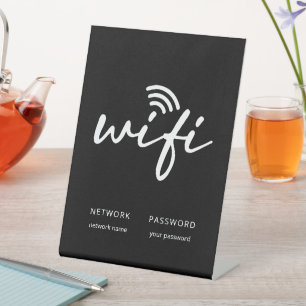 Moderne einfache WiFi-Netzwerk-Passwort-Schwarz Sockelschild