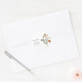 Moderne einfache Wildblume Blumenhochzeit Runder Aufkleber