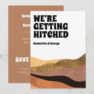 Moderne, einfache wir werden Hitched Boho Wedding Save The Date