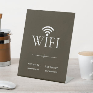Moderne einfache WLAN-Netzwerk-Passwort-Tafel Brau Sockelschild
