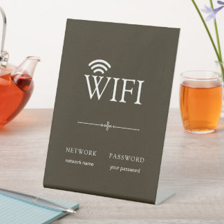 Moderne einfache WLAN-Netzwerk-Passwort-Tafel Brau Sockelschild