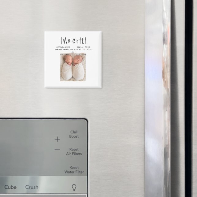 Moderne einfache Zwillingsfoto-Tan-Braun-zwei süße Magnet (In Situ (Kühlschrank))