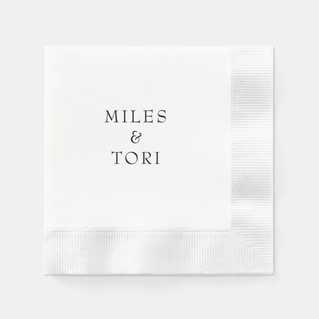 Moderne Einfachheit B/W Hochzeit Serviette (Vorderseite)