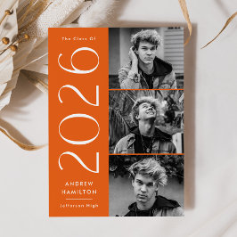 Moderne Einfachheit Orange 3 Foto 2025 Abschluss Ankündigung