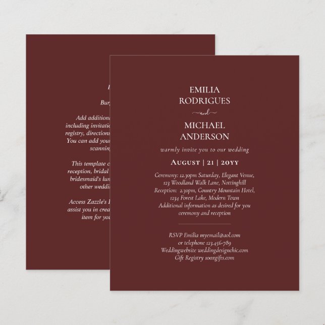 Moderne einfarbige Hochzeit in einem Budget (Vorne/Hinten)