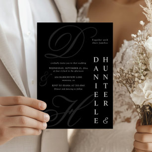 Moderne einfarbige Schwarz-Weiß-Hochzeit Einladung