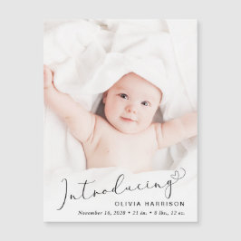 Moderne Einführung Baby Foto Geburtsankündigung Magnetkarte