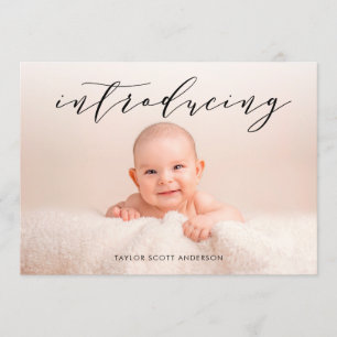 Moderne Einführung Baby Foto Geburtshinweis Einladung