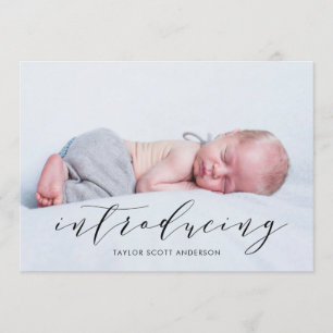 Moderne Einführung Baby Script Geburtserklärung Einladung
