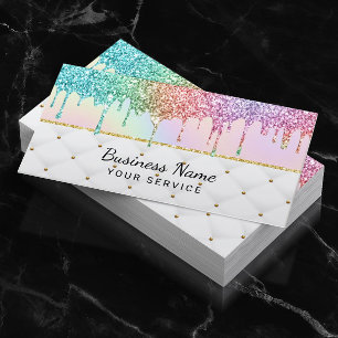 Moderne Einhorn-Glitzer-Tropfen Pastel Holography  Visitenkarte