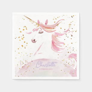 Moderne Einhorn- und Regenbogenpastel zum Geburtst Serviette