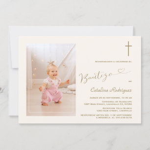 Moderne Einladung De Bautizo Hija Foto Girl